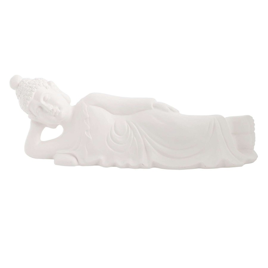 Home Accents * | White Ceramic Sleeping Buddha, 5 Reliable Quality