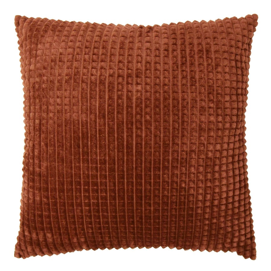 Home Accessories * | Plush Rust Check Throw Pillow, 24 Fire Sale