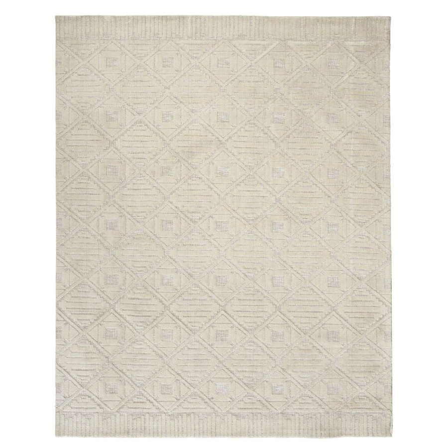 Rugs & Curtains * | (B689) Sanremo Ivory Diamond Design Runner, 2 7 At Reduced Price