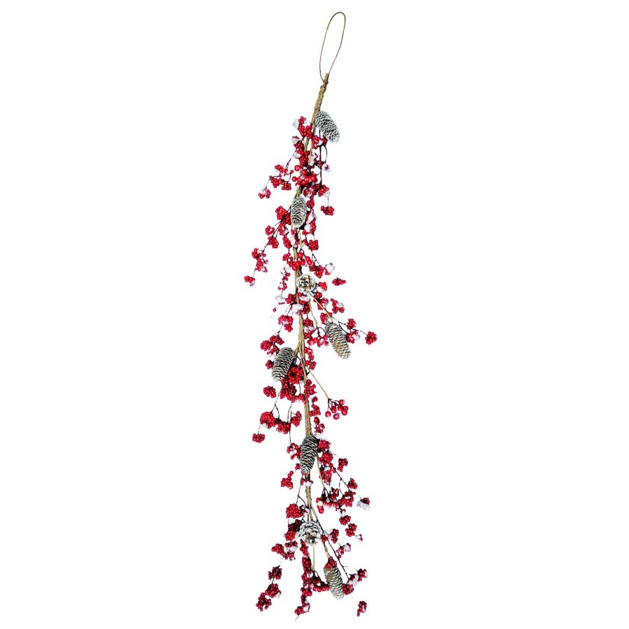 Home Accessories * | Red Berry Pinecone Garland, 5 Exactly Discount