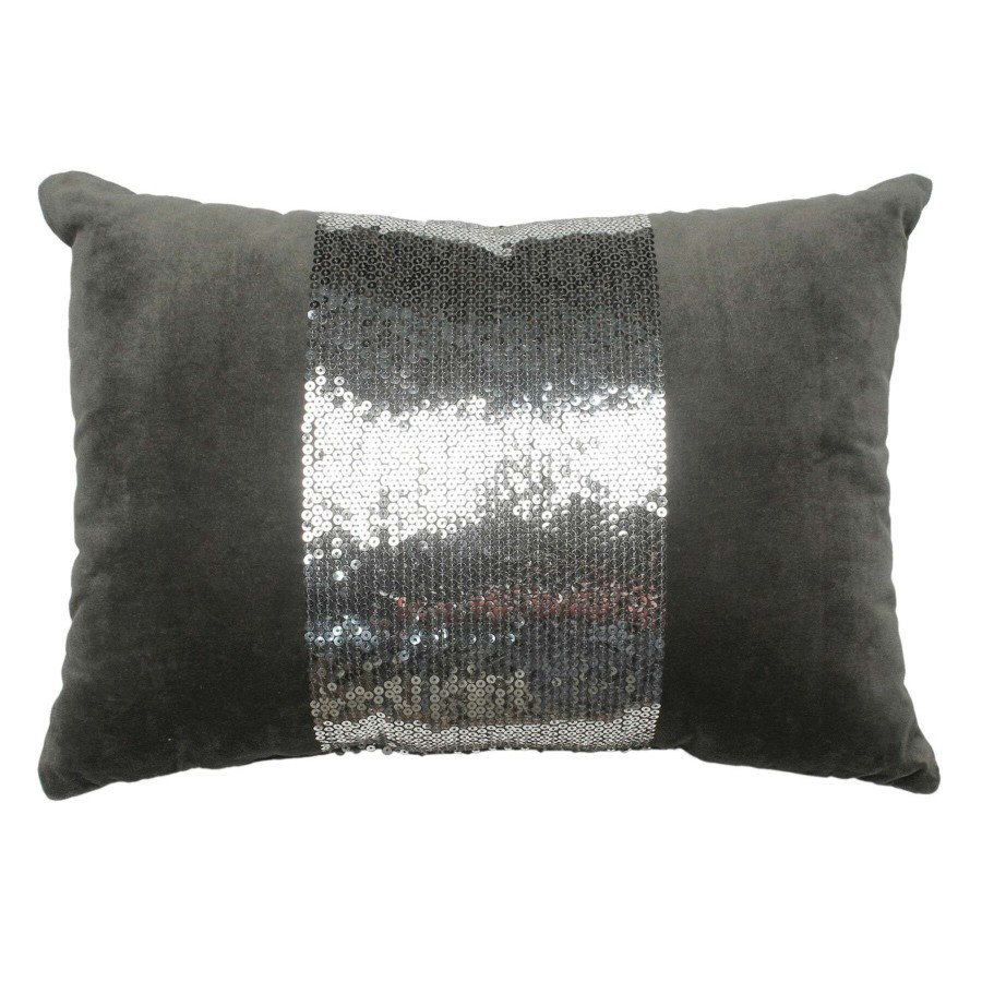 Home Accessories * | Cotton Velvet Throw Pillow With Sequins, 14 20 Hot Sale