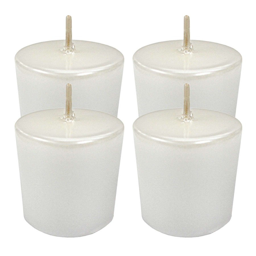 Home Accessories * | 4-Pack Pearl White Unscented Votive Candles Outlet Sale