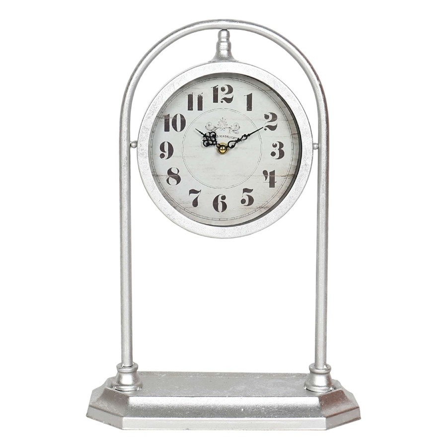 Home Accents * | Silver Table Clock, 17.5 Classical Style