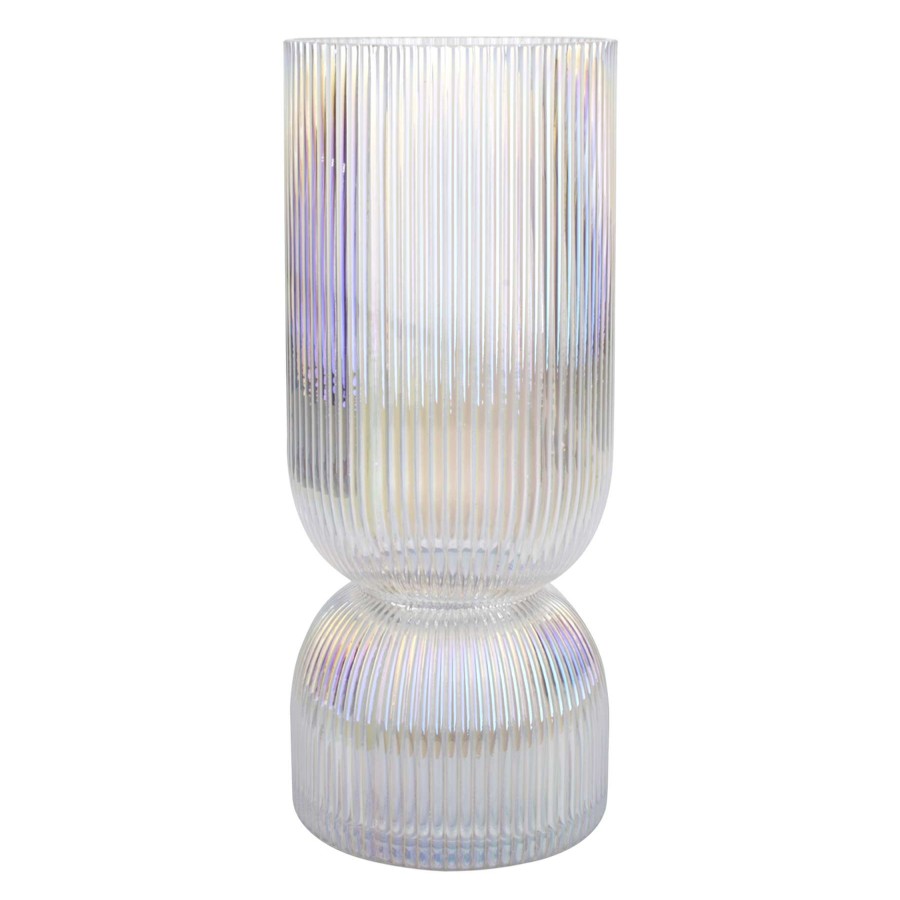 Home Accents * | Laila Ali Iridescent Fluted Glass Vase, 10 Hot Sale