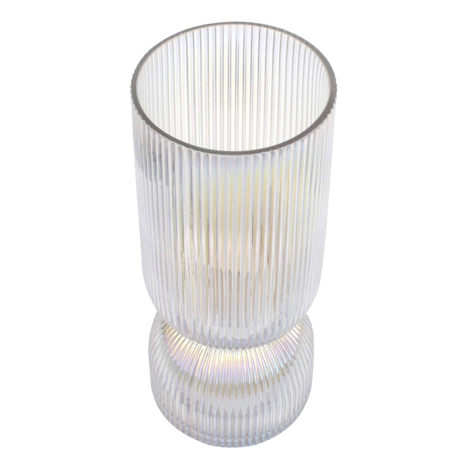 Home Accents * | Laila Ali Iridescent Fluted Glass Vase, 10 Hot Sale