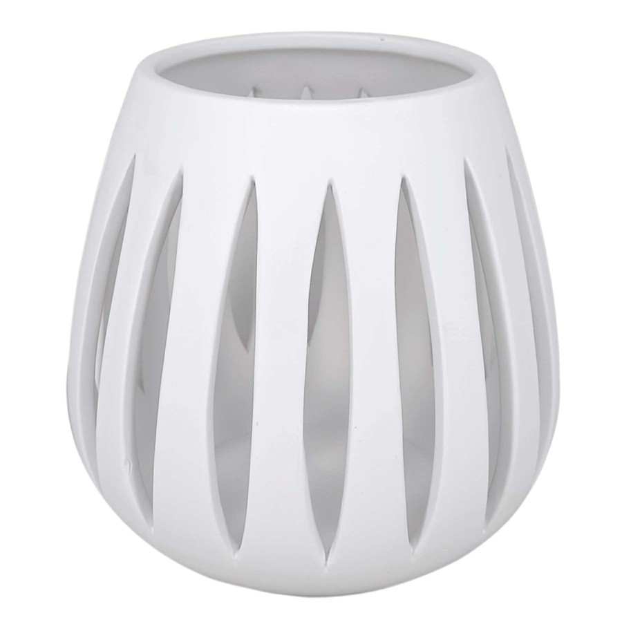 Home Accents * | White Cutout Ceramic Vase, 6.4 Shop